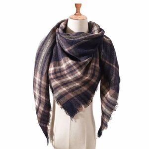 Fall Winter Knitted Plaid Soft Scarves Triangle